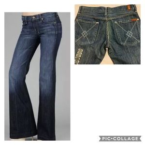 7 FAM Dojo Flare Jeans Blue Swarovski Crystals